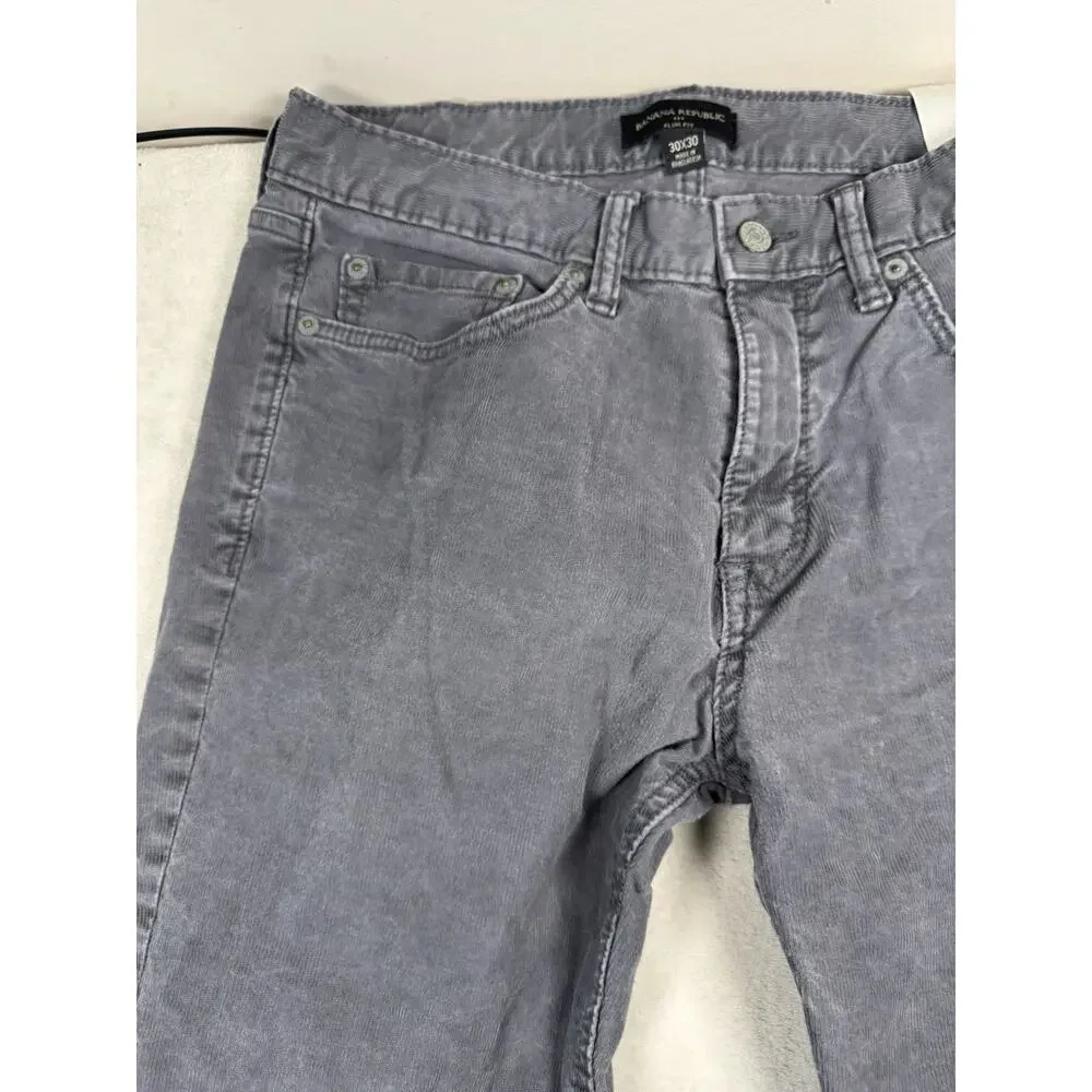 Banana Republic Men’s Corduroy Pants 30x30 Gray Slim Fit 5 Pocket Casual